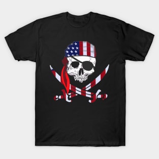 Skull American Pirate Skeleton T-Shirt